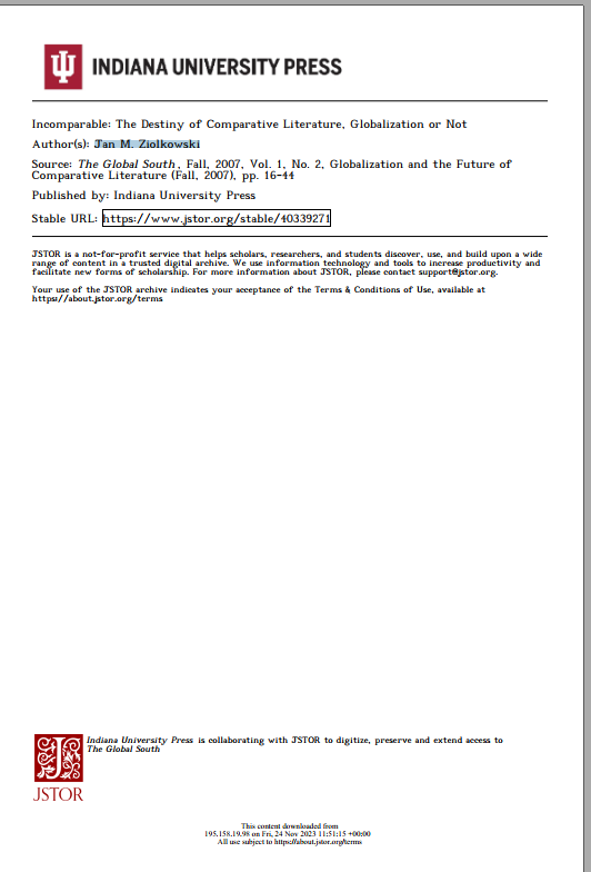 The Destiny of Comparative Literature, Globalization or Not