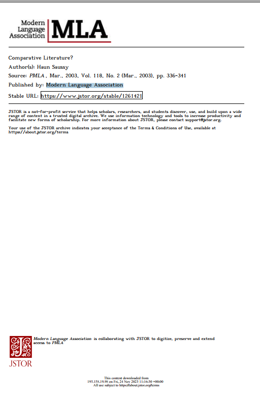 Comparative Literature