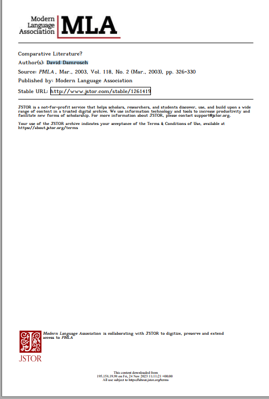 Comparative Literature