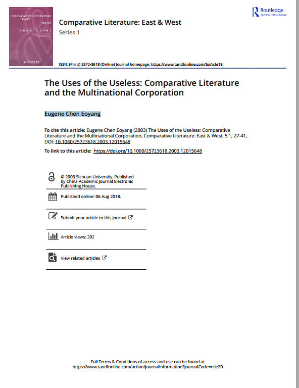 Comparative Literature: East & West