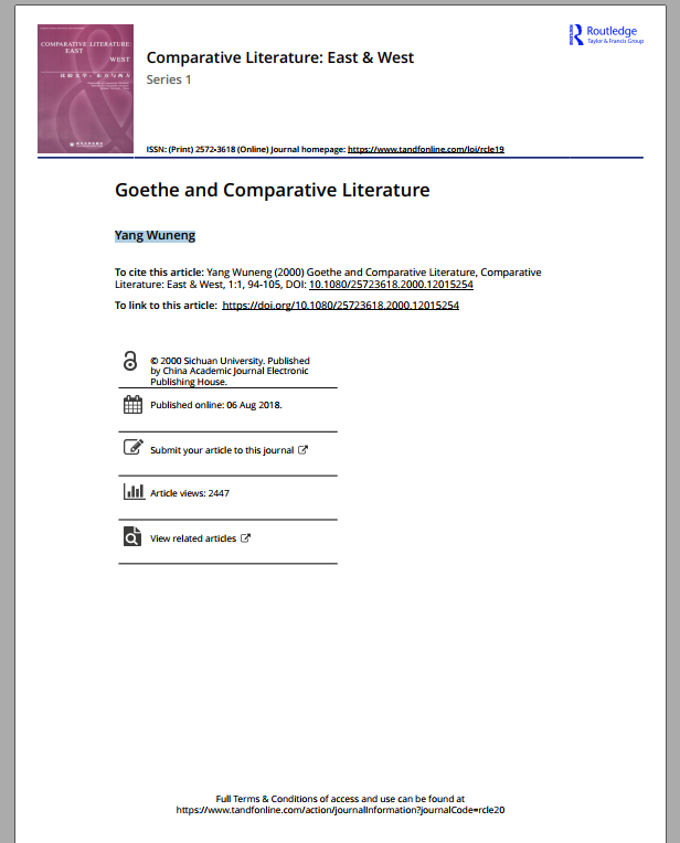 Comparative Literature: East & West