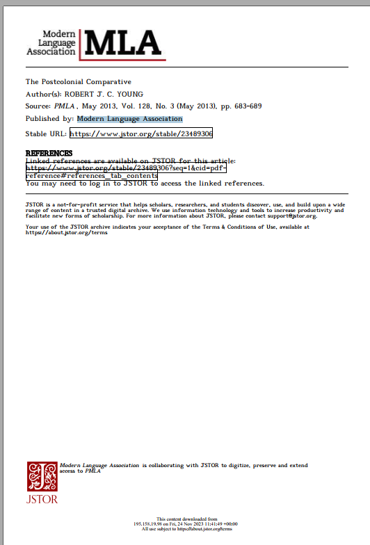 The Postcolonial Comparative