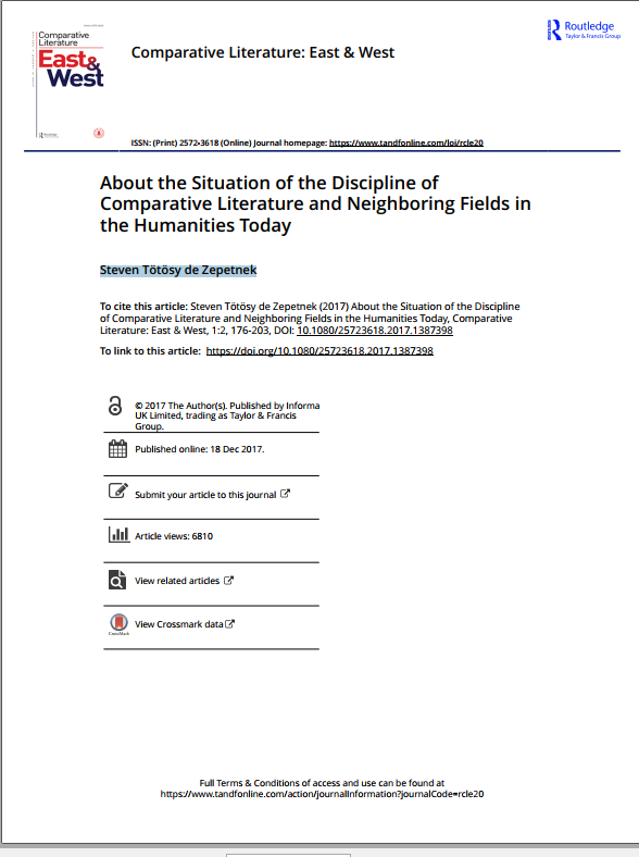 Comparative Literature: East & West