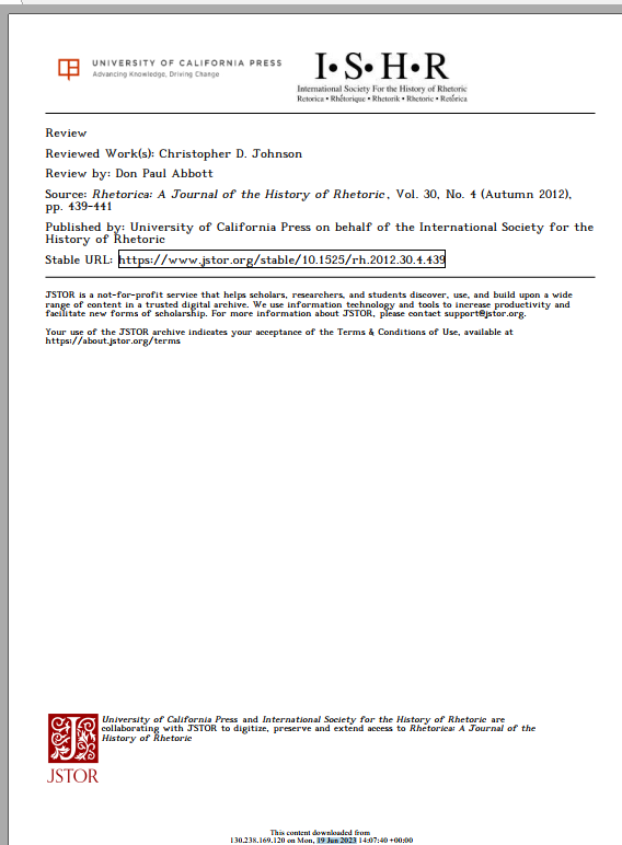 University of California Press on behalf of the International Society for the
History of Rhetoric