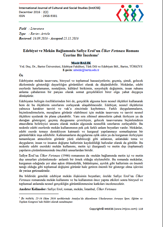 International Journal of Cultural and Social Studies