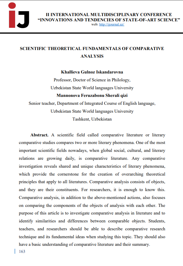 SCIENTIFIC THEORETICAL FUNDAMENTALS OF COMPARATIVE ANALYSIS