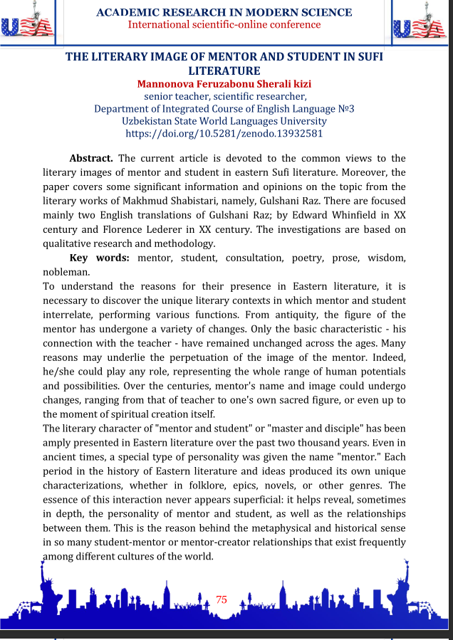 The Literary image of mentor and student in sufi literature